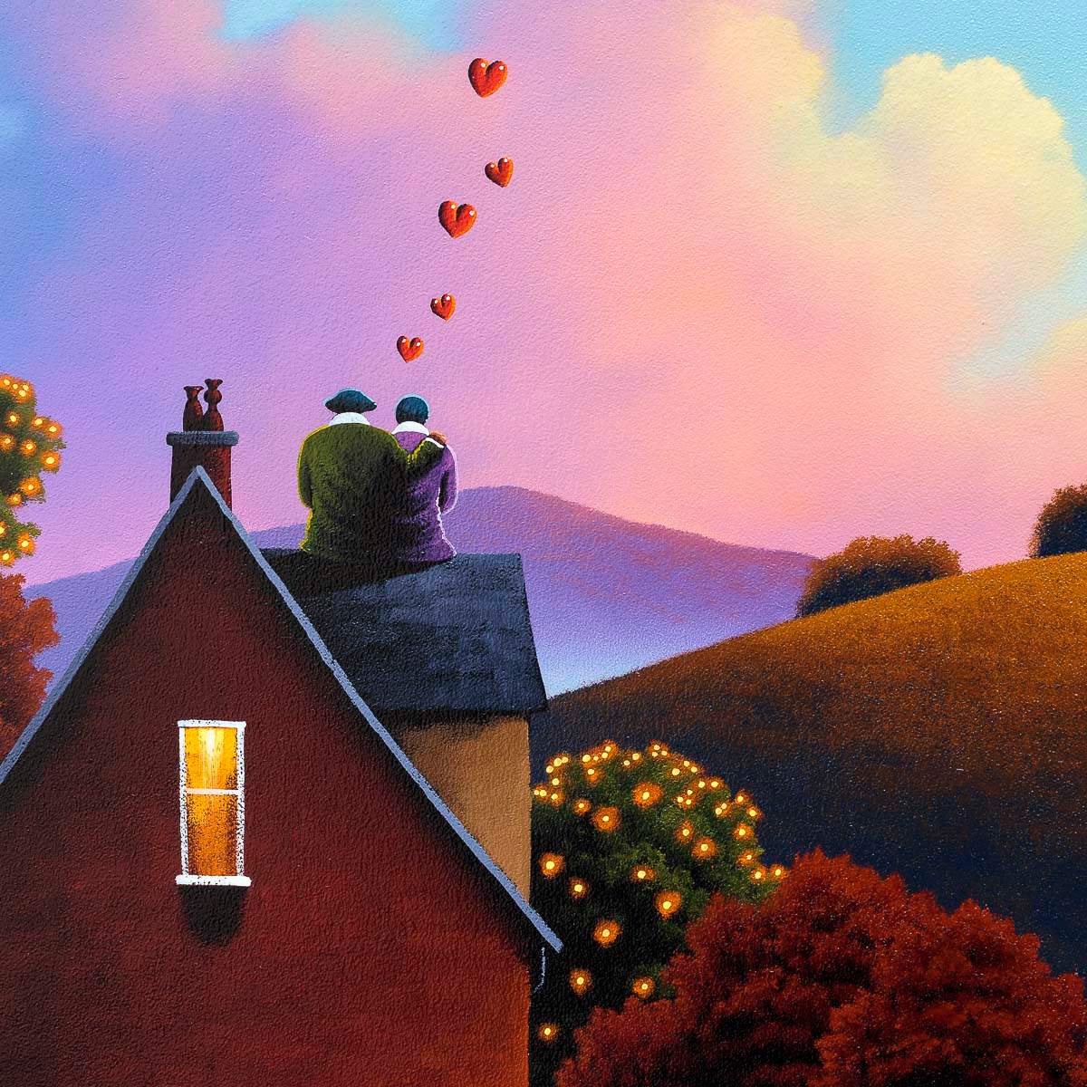 Love On A Rooftop - Original SOLD by artist David Renshaw - Wyecliffe Galleries