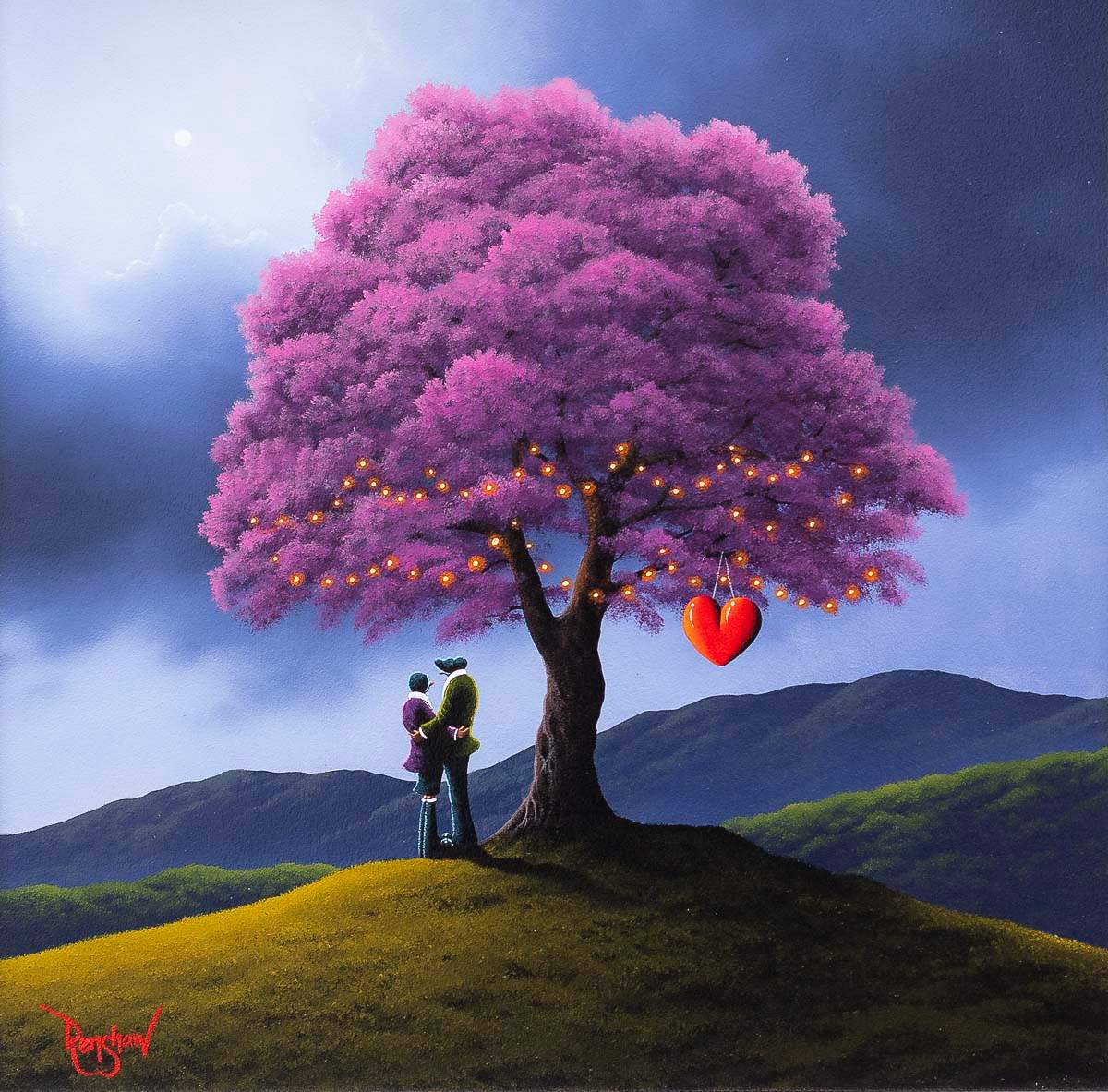 Love Under The Blossom Tree - Original - SOLD by artist David Renshaw - Wyecliffe Galleries