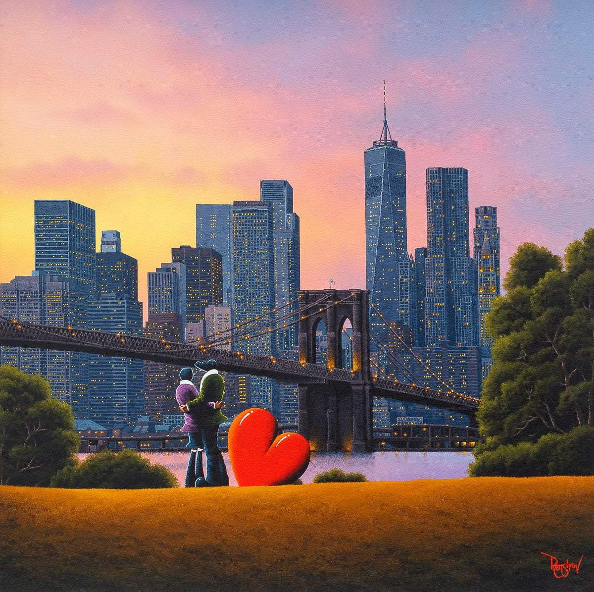 New York City Lights - Original - SOLD by artist David Renshaw - Wyecliffe Galleries