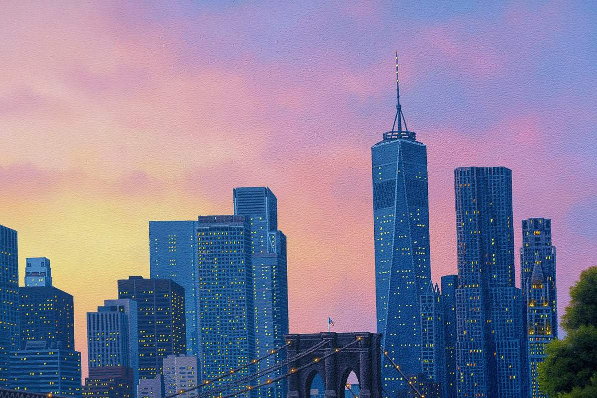 New York City Lights - Original - SOLD by artist David Renshaw - Wyecliffe Galleries