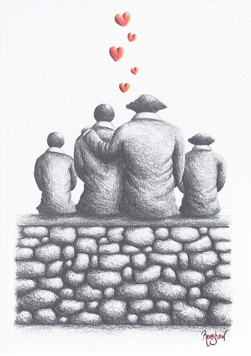 Our Family Time - Original Sketch by artist David Renshaw - Wyecliffe Galleries