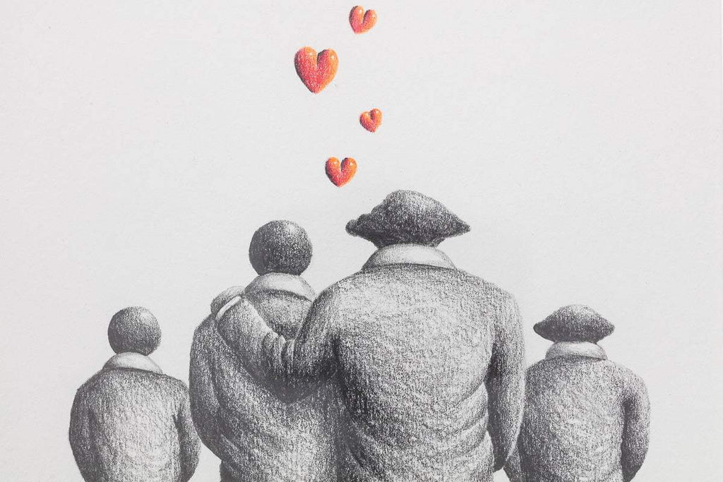 Our Family Time - Original Sketch by artist David Renshaw - Wyecliffe Galleries