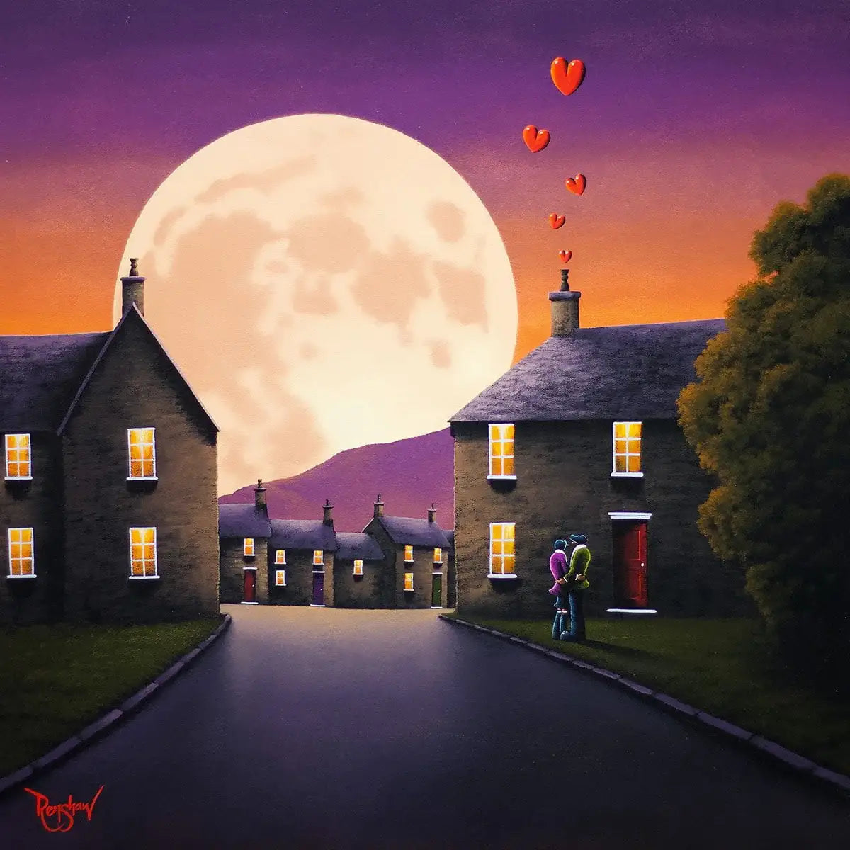 Our Love Blossoms Upon A Moonlit Sky - Original by artist David Renshaw - Wyecliffe Galleries