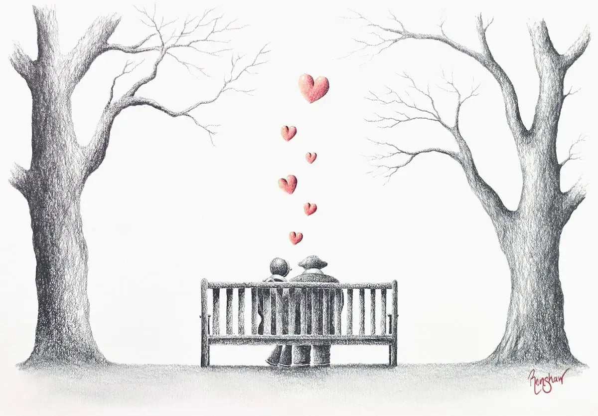 Our Spot In The Park - Original Sketch - SOLD by artist David Renshaw - Wyecliffe Galleries