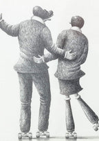 Skating Sweethearts - Original Sketch - SOLD by artist David Renshaw - Wyecliffe Galleries