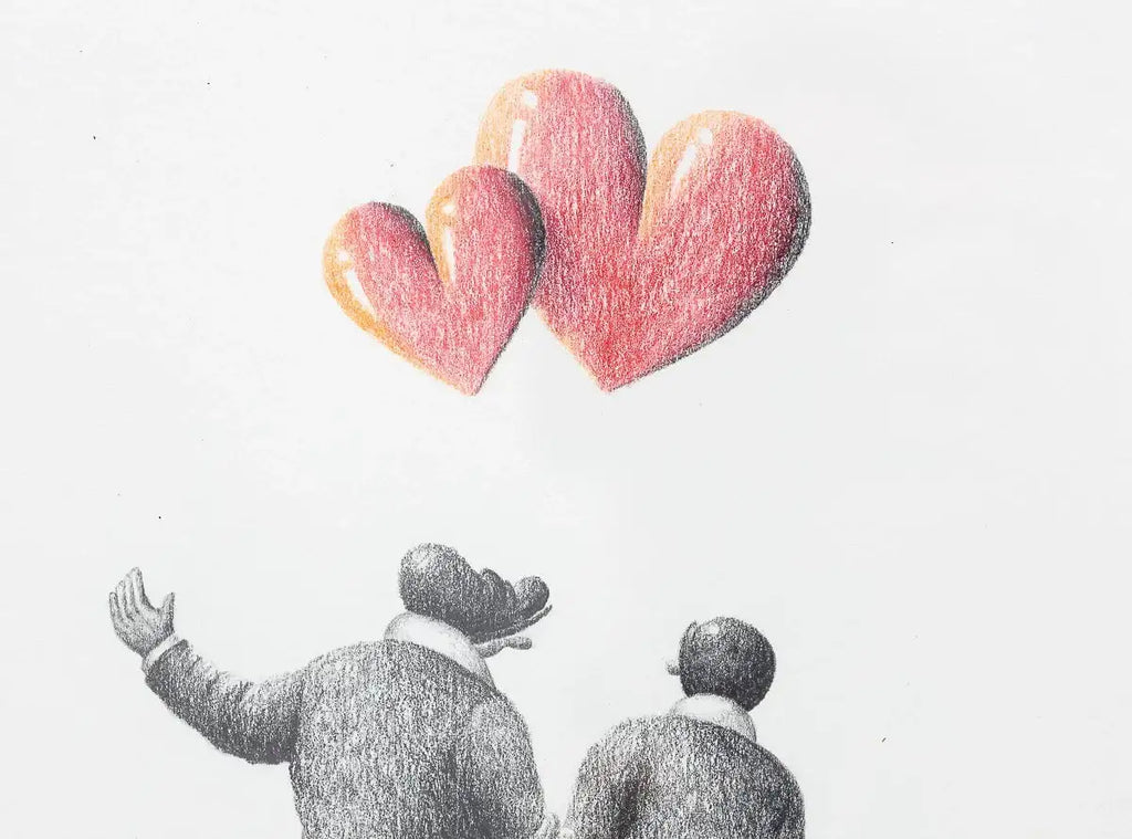 Skating Sweethearts - Original Sketch - SOLD by artist David Renshaw - Wyecliffe Galleries