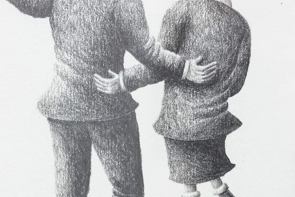 Skating Sweethearts - Original Sketch - SOLD by artist David Renshaw - Wyecliffe Galleries