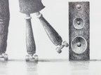 Skating Sweethearts - Original Sketch - SOLD by artist David Renshaw - Wyecliffe Galleries