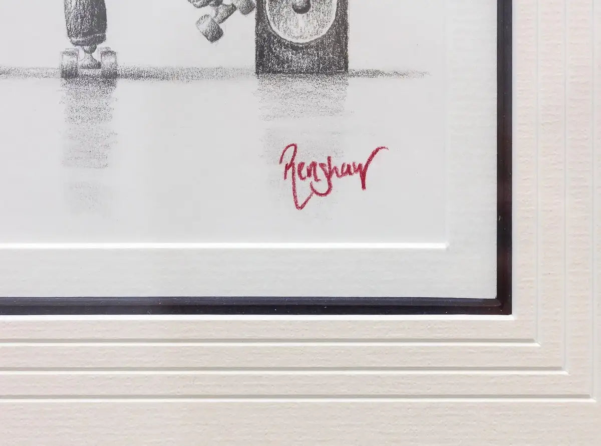 Skating Sweethearts - Original Sketch - SOLD by artist David Renshaw - Wyecliffe Galleries