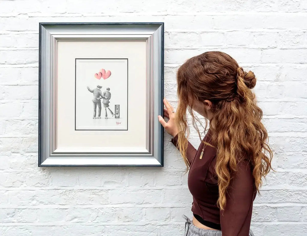 Skating Sweethearts - Original Sketch - SOLD by artist David Renshaw - Wyecliffe Galleries