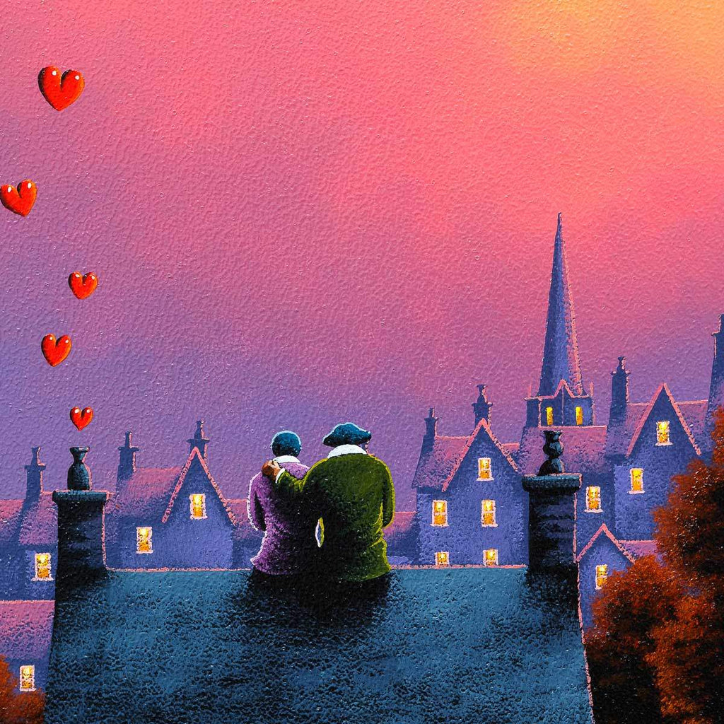 Village Skyline Love Affair - Original - SOLD by artist David Renshaw - Wyecliffe Galleries