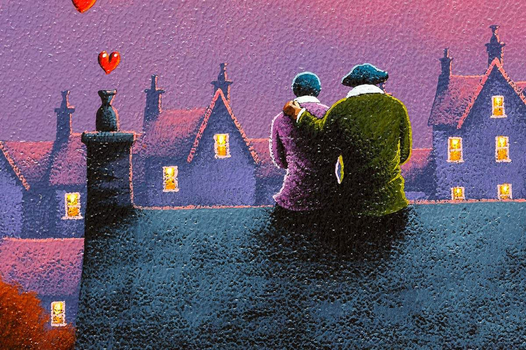 Village Skyline Love Affair - Original - SOLD by artist David Renshaw - Wyecliffe Galleries