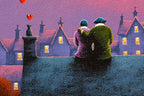 Village Skyline Love Affair - Original - SOLD by artist David Renshaw - Wyecliffe Galleries