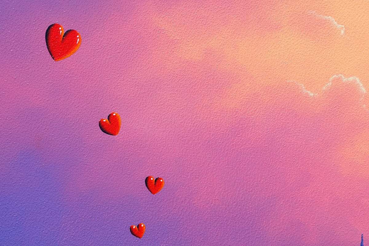 Village Skyline Love Affair - Original - SOLD by artist David Renshaw - Wyecliffe Galleries