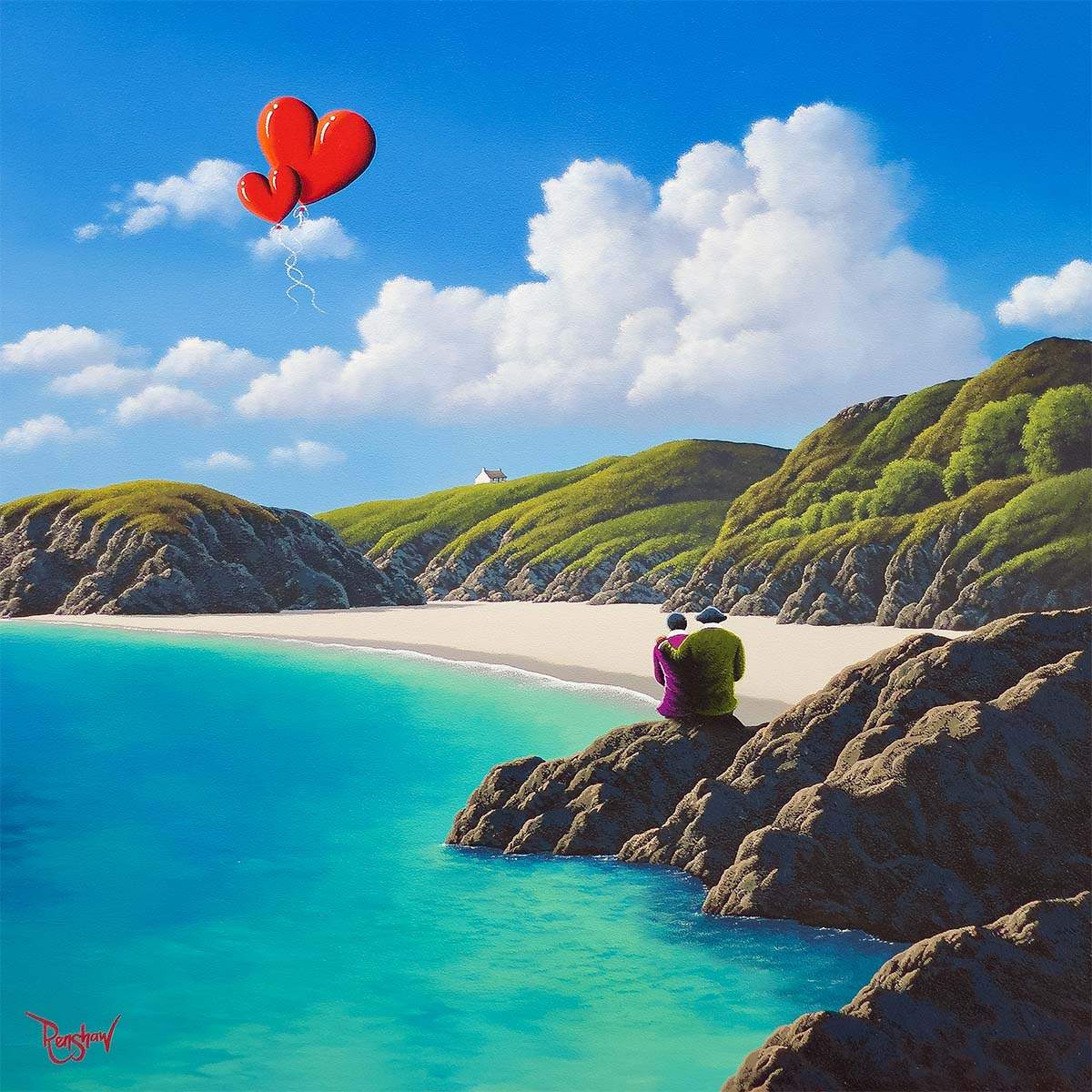 Waiting For The Tide Together - Original - SOLD by artist David Renshaw - Wyecliffe Galleries