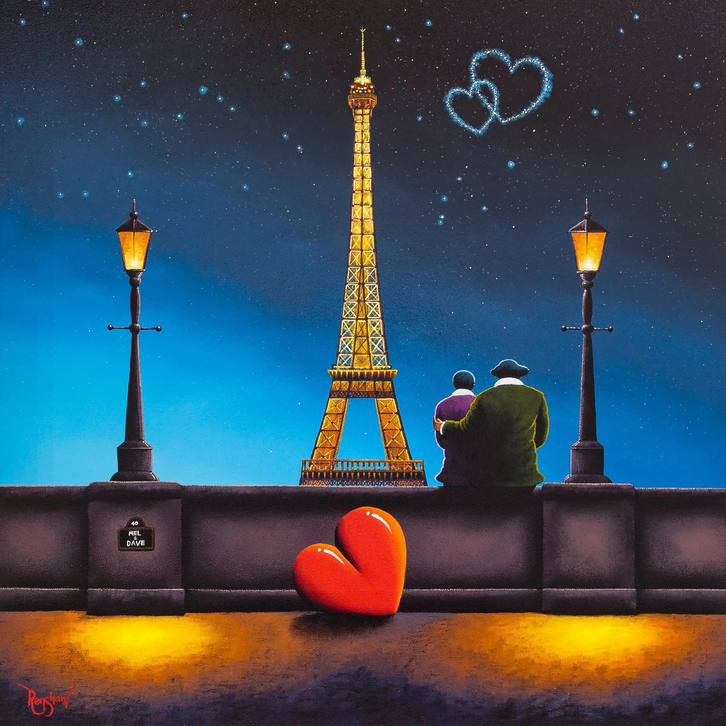 You, Me And Paris - Original - SOLD by artist David Renshaw - Wyecliffe Galleries