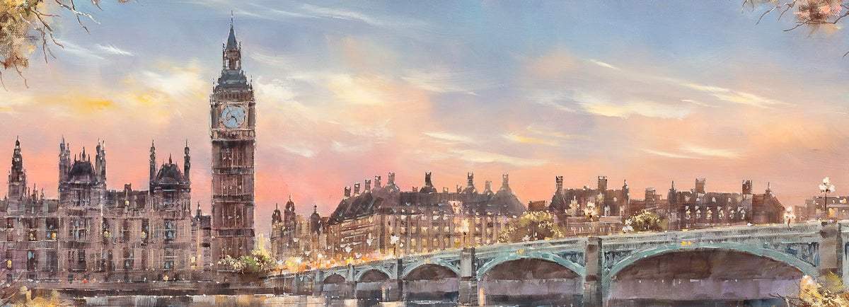 Sunset Over Westminster - Original - SOLD by artist Joe Bowen - Wyecliffe Galleries