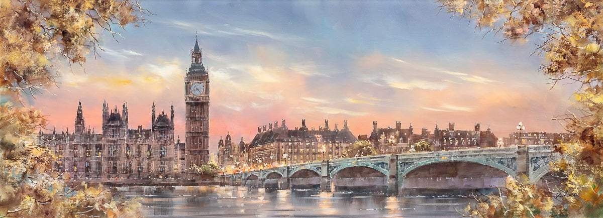 Sunset Over Westminster - Original - SOLD by artist Joe Bowen - Wyecliffe Galleries