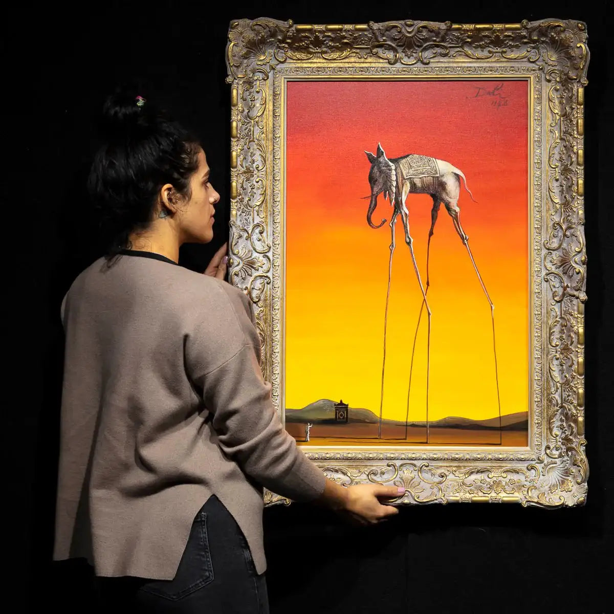 The Elephants By Salvador Dalí – Hand-painted Surrealist Oil On Canvas, Fine Art Reproduction, 24x36", Ready To Ship