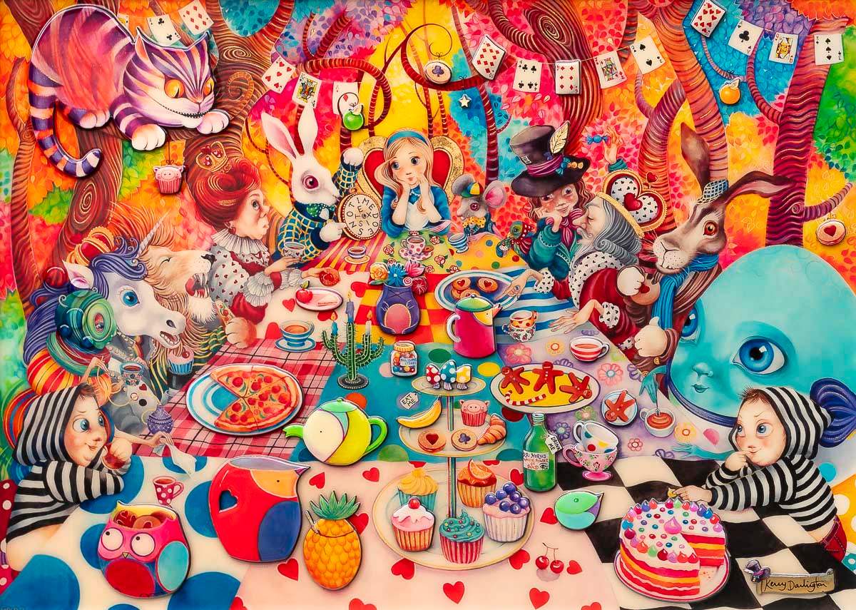 A Mad Tea-Party - GOLD Edition by artist Kerry Darlington - Wyecliffe Galleries