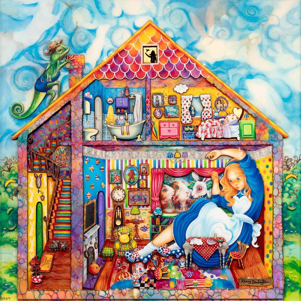 Alice in William Rabbits House - GOLD Edition by artist Kerry Darlington - Wyecliffe Galleries
