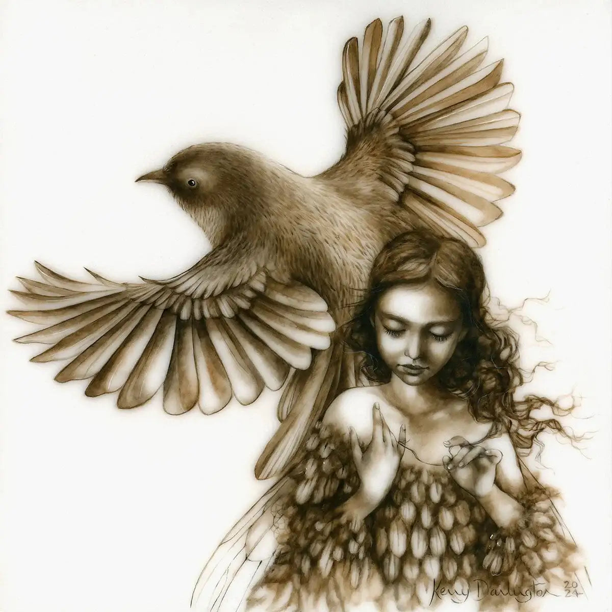 Away With The Faeries - Original - SOLD by artist Kerry Darlington - Wyecliffe Galleries