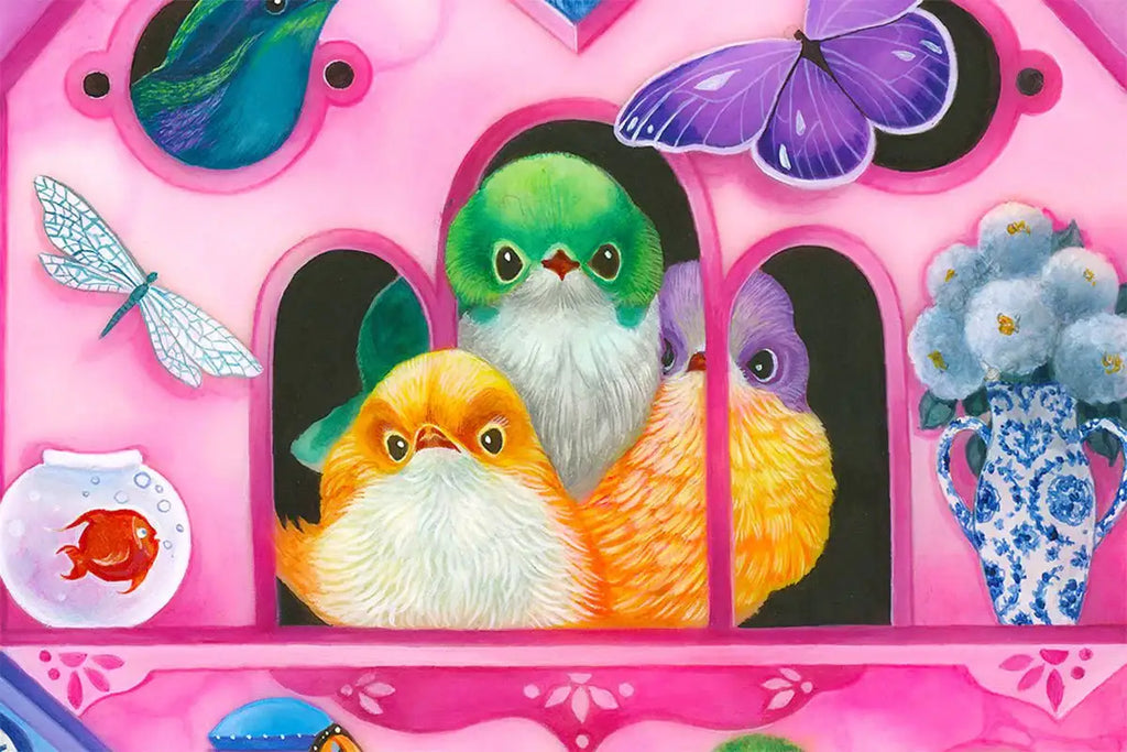 Birds Of A Feather - Original by artist Kerry Darlington - Wyecliffe Galleries