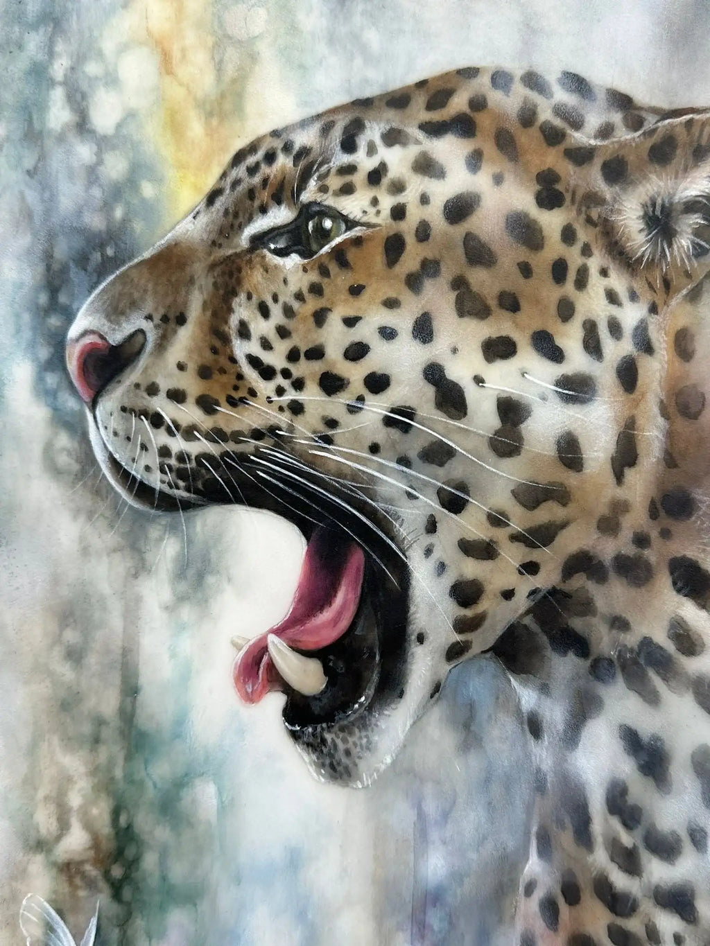 Leopardess - Original - SOLD by artist Kerry Darlington - Wyecliffe Galleries