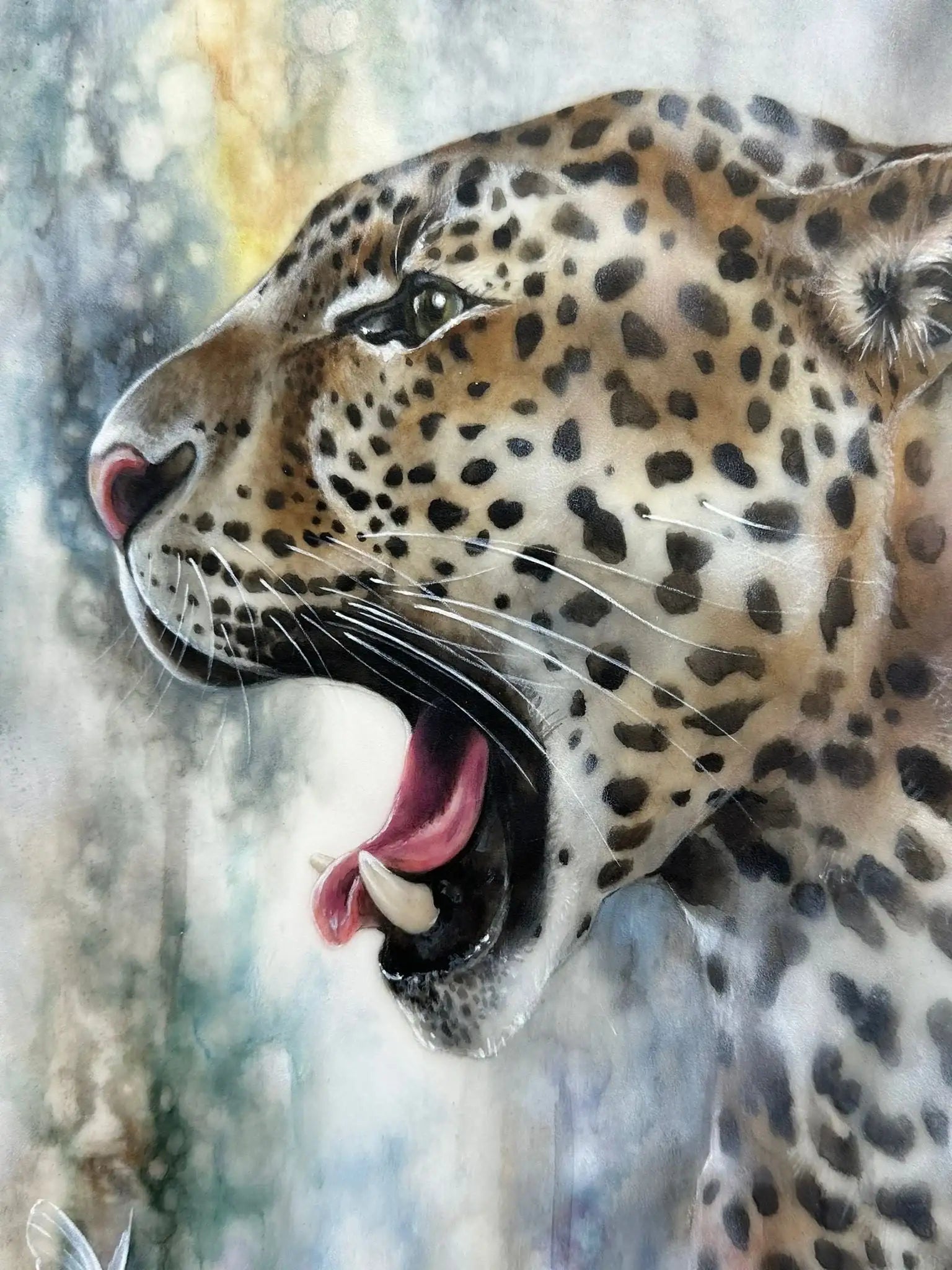 Leopardess - Original - SOLD by artist Kerry Darlington - Wyecliffe Galleries