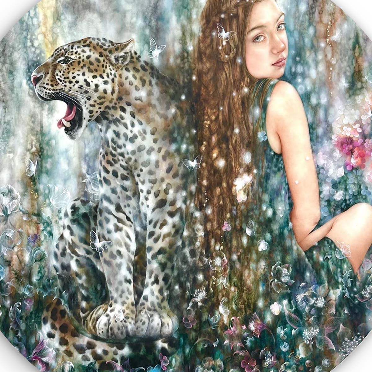 Leopardess - Original - SOLD by artist Kerry Darlington - Wyecliffe Galleries