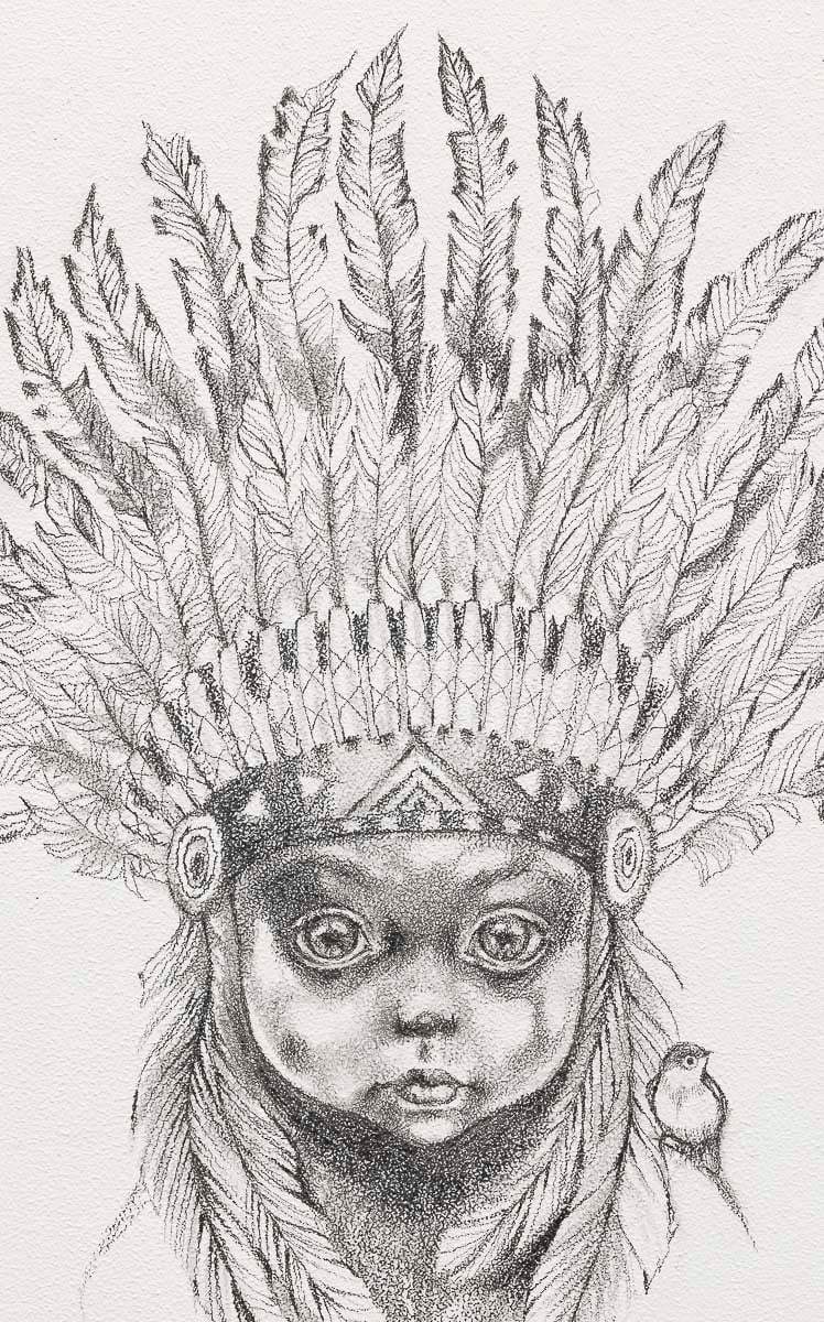 Little Warrior (Peter Pan) Sketch - Original by artist Kerry Darlington - Wyecliffe Galleries