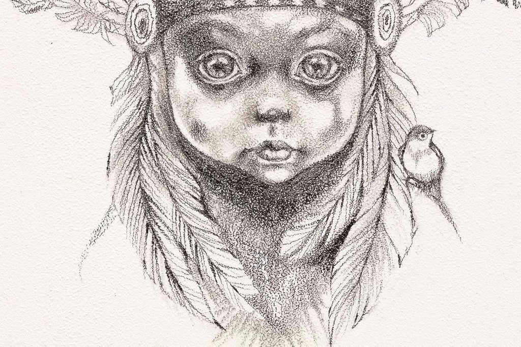 Little Warrior (Peter Pan) Sketch - Original by artist Kerry Darlington - Wyecliffe Galleries