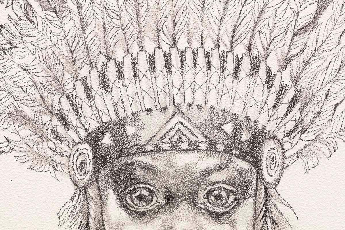 Little Warrior (Peter Pan) Sketch - Original by artist Kerry Darlington - Wyecliffe Galleries