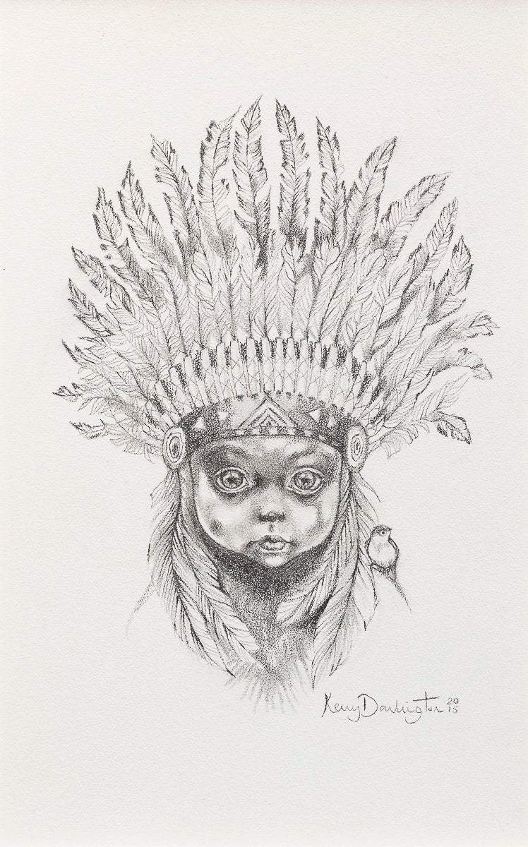 Little Warrior (Peter Pan) Sketch - Original by artist Kerry Darlington - Wyecliffe Galleries