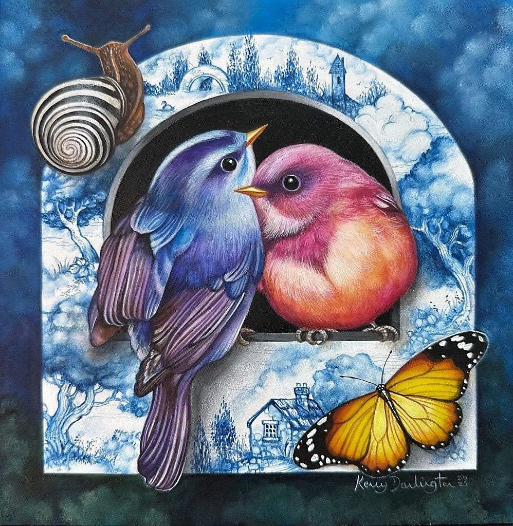 Lovebirds - Original - SOLD by artist Kerry Darlington - Wyecliffe Galleries