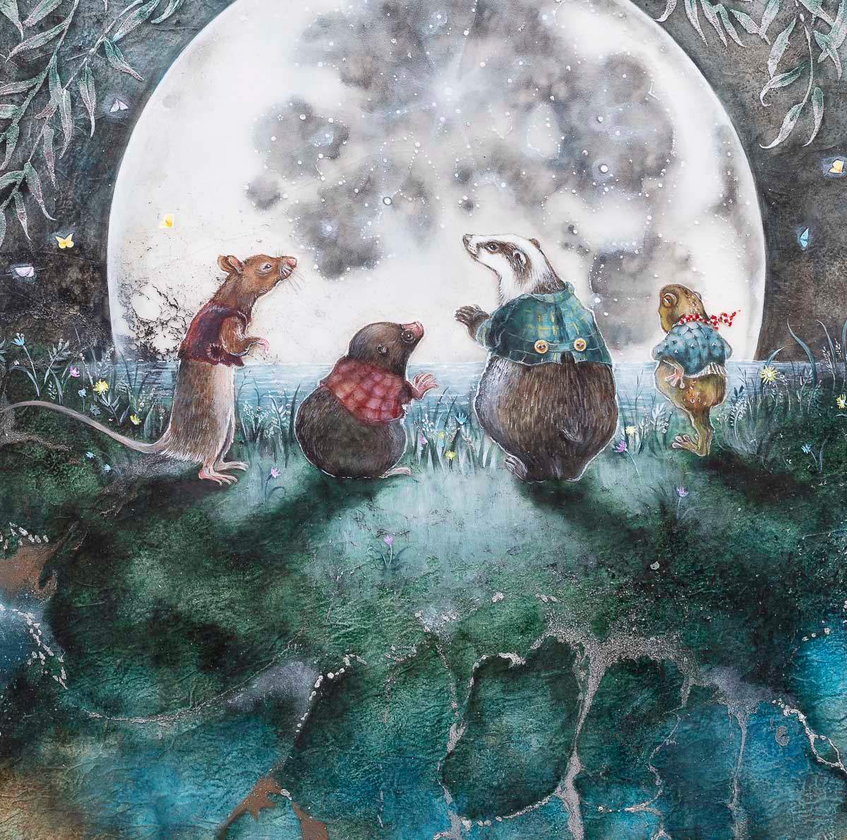 Moongazing In The Willows - Original - SOLD by artist Kerry Darlington - Wyecliffe Galleries