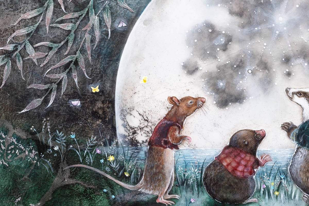 Moongazing In The Willows - Original - SOLD by artist Kerry Darlington - Wyecliffe Galleries