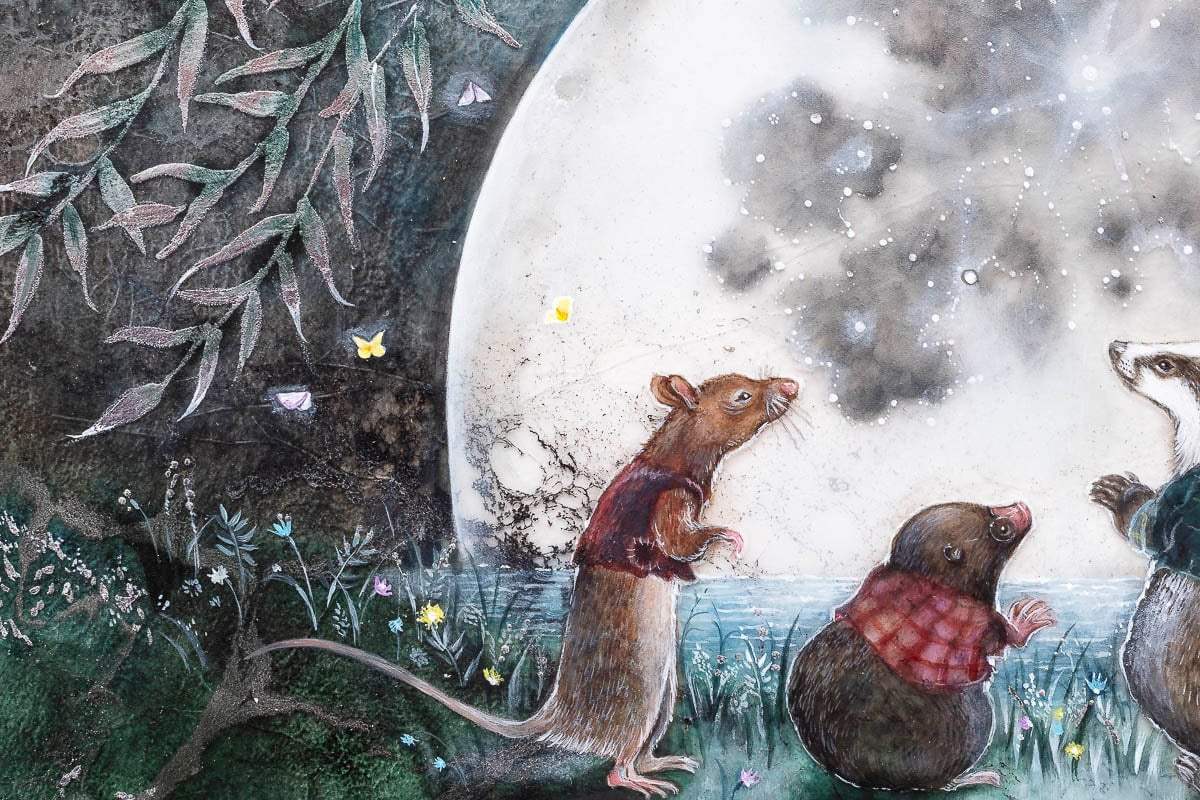 Moongazing In The Willows - Original - SOLD by artist Kerry Darlington - Wyecliffe Galleries