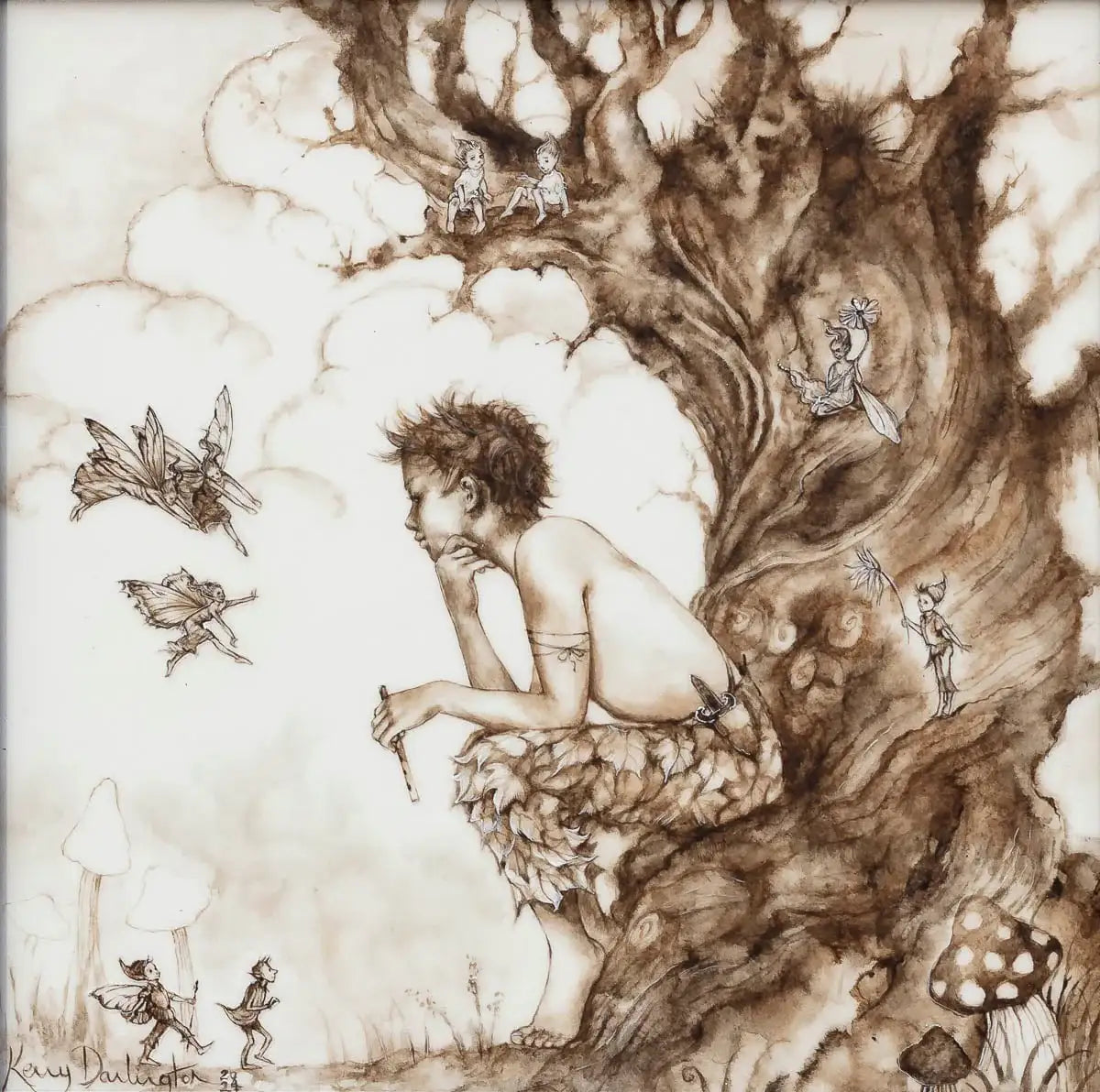 Peter Pan And The Faeries - Original - SOLD by artist Kerry Darlington - Wyecliffe Galleries