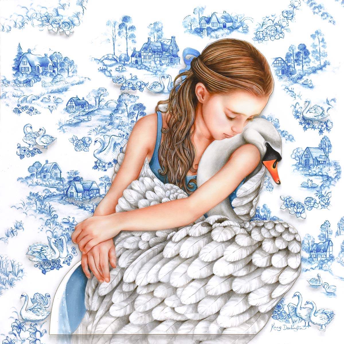 Swan Lake - Edition by artist Kerry Darlington - Wyecliffe Galleries