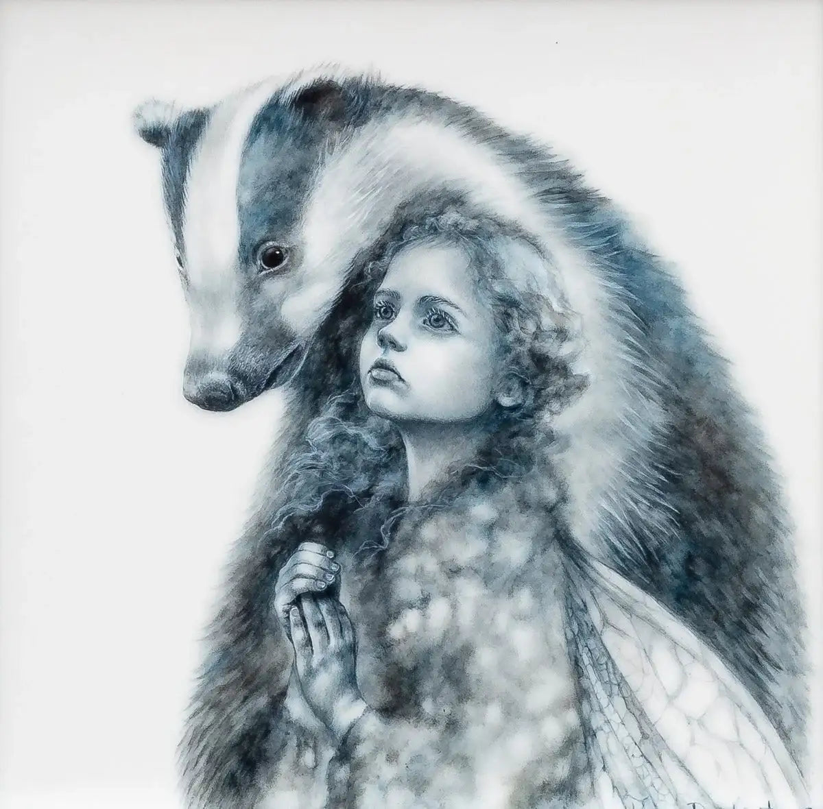 The Badger Faerie - Original - SOLD by artist Kerry Darlington - Wyecliffe Galleries