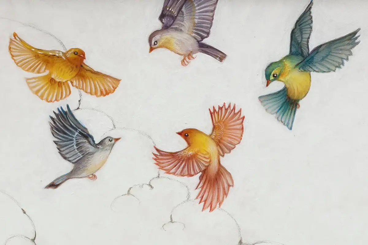The Bird Conjuring Charm - Original by artist Kerry Darlington - Wyecliffe Galleries
