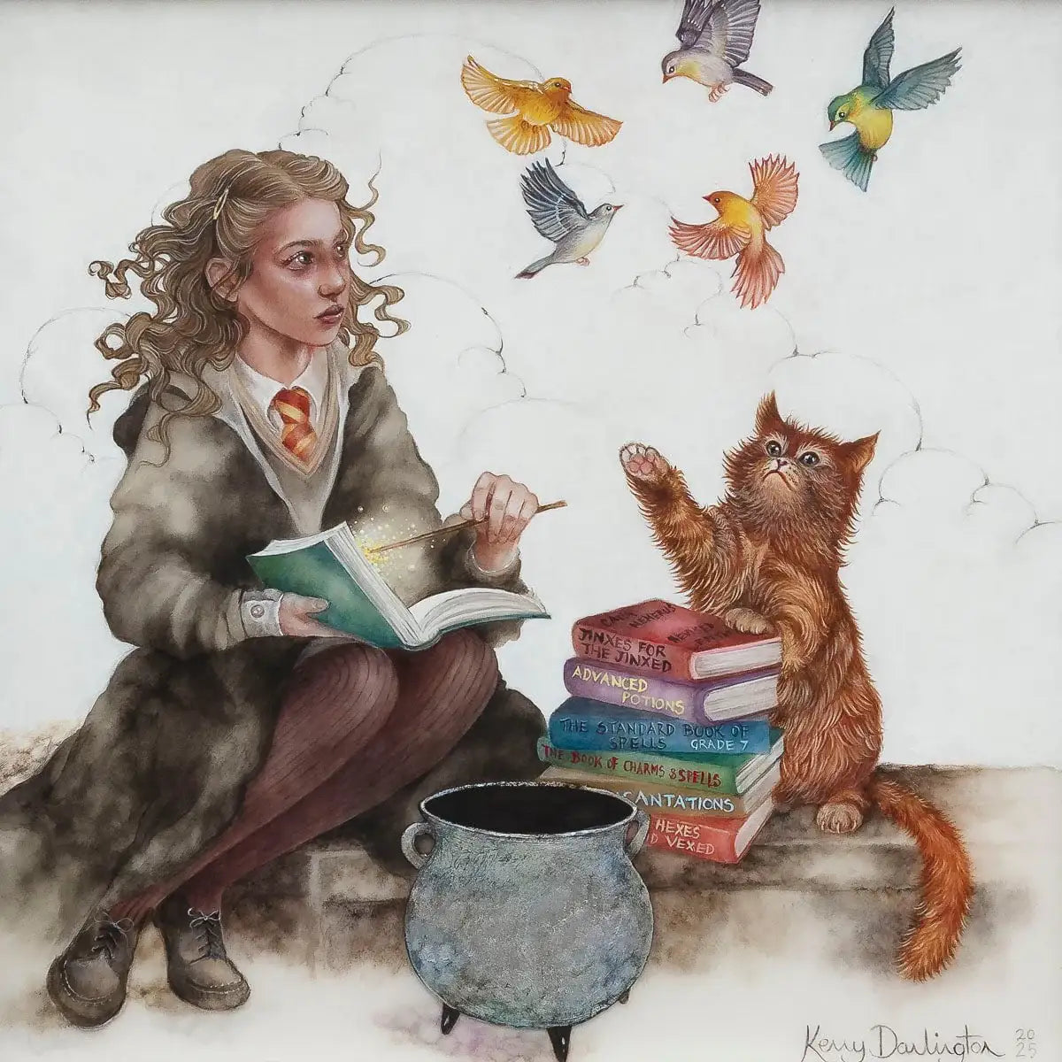 The Bird Conjuring Charm - Original by artist Kerry Darlington - Wyecliffe Galleries