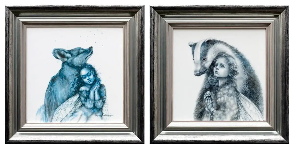 The Snow Faerie & The Badger Faerie - Edition - Matching SET by artist Kerry Darlington - Wyecliffe Galleries