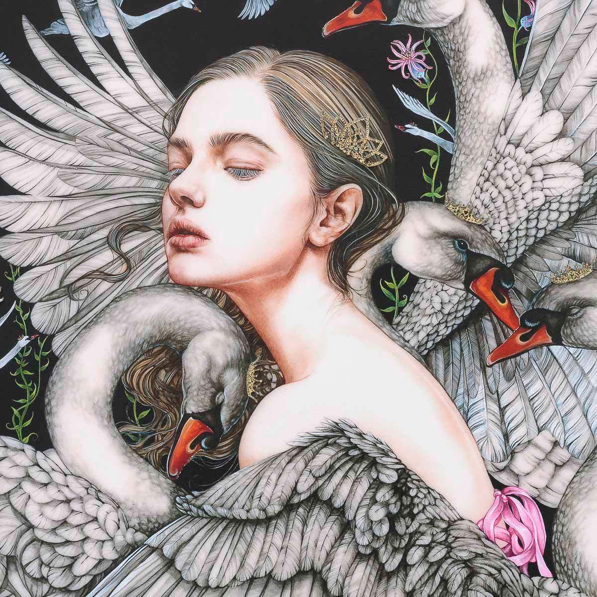 The Wild Swans - Edition by artist Kerry Darlington - Wyecliffe Galleries