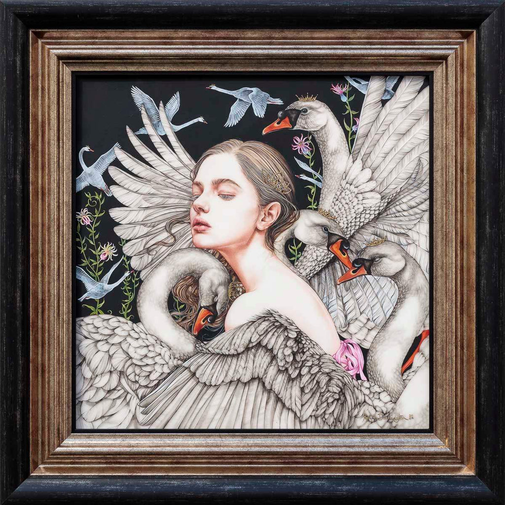 The Wild Swans - Original - SOLD by artist Kerry Darlington - Wyecliffe Galleries