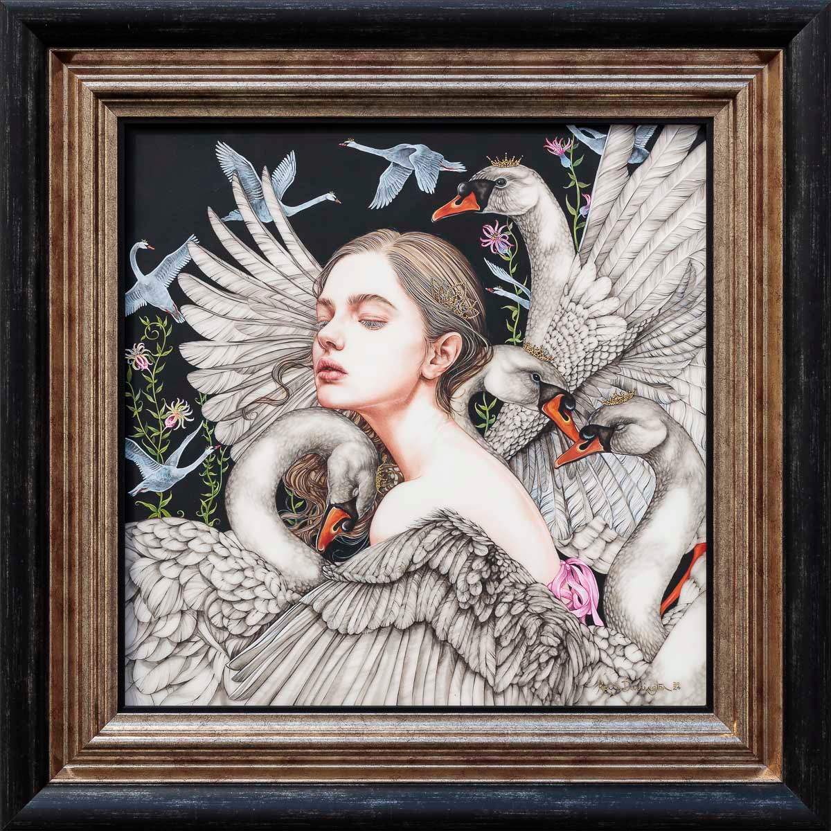 The Wild Swans - Original - SOLD by artist Kerry Darlington - Wyecliffe Galleries