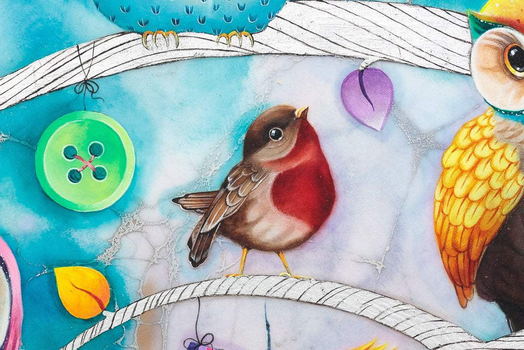 Twits, Twoos & Tweets - Original by artist Kerry Darlington - Wyecliffe Galleries