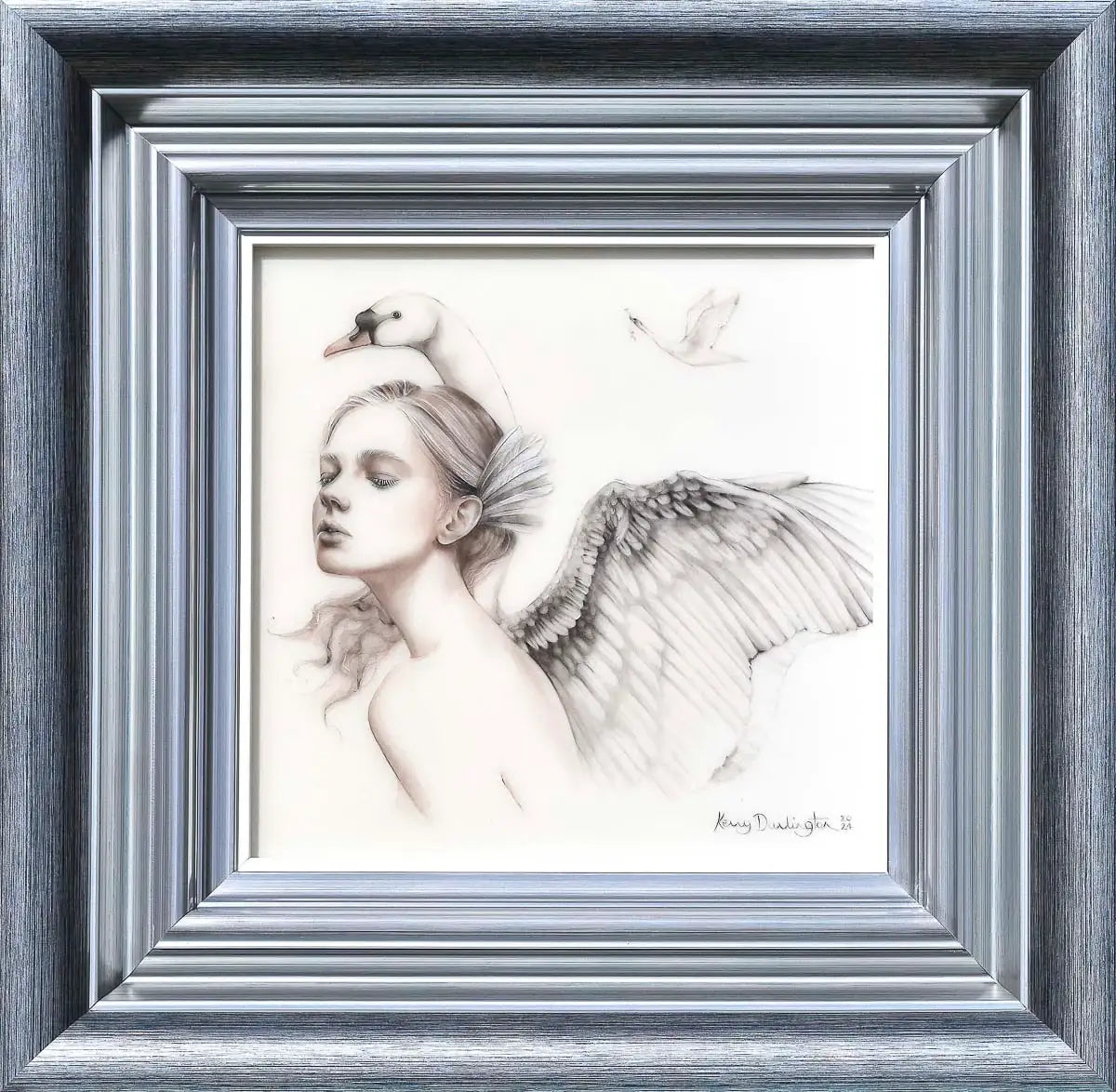 Wild Swans - Original Study - SOLD by artist Kerry Darlington - Wyecliffe Galleries