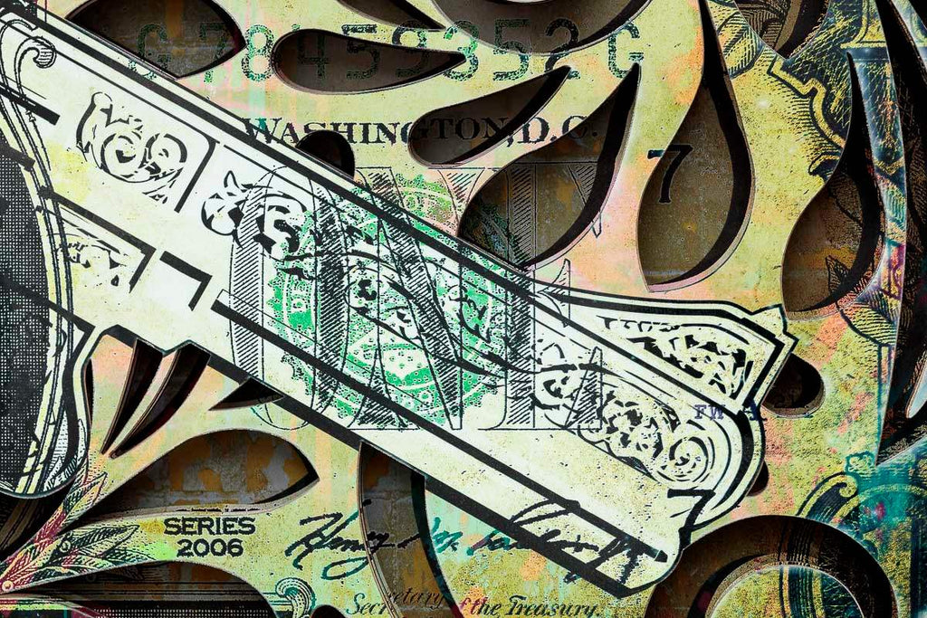 Stand and Deliver (Banknote) - Original by artist Kid-A - Wyecliffe Galleries